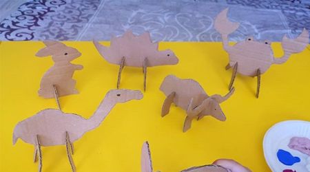 3D cardboard Animals cut and dyed