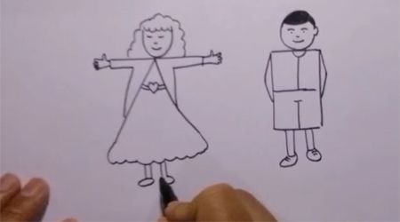 Une Fille Avec Un Capital De K. La Lettre E De L'Activité Pour Le Dessin Mâle