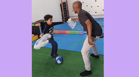 Activity Providing Hand-Foot Compatibility with Two Bags and a Ball