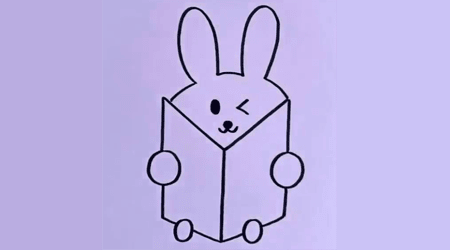 Book Reading Rabbit Drawing