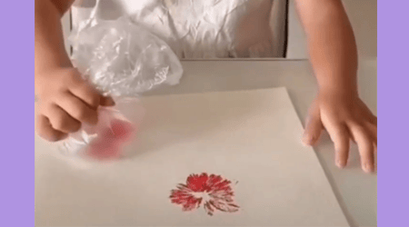 Let's draw flowers with bags and paint