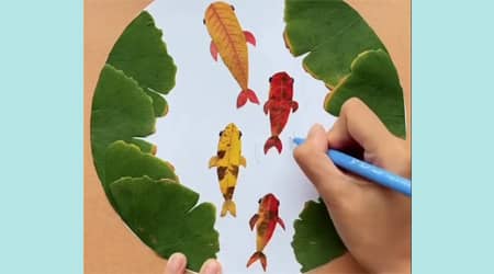 Making whale with leaf