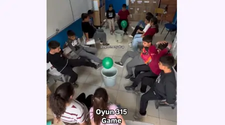 Elleri Kullanmadan Balonu Kovaya İlk Atan Kazanır