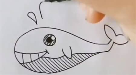 Dibujo de una ballena con una cuchara