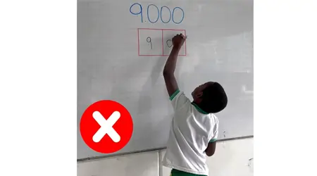 Comment écrire le nombre 9000 en utilisant deux caractères?