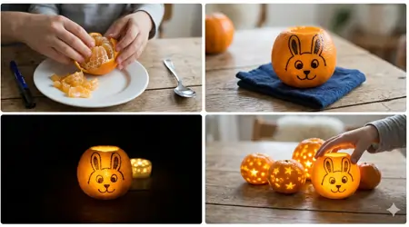 Mandalina Kabuğundan Gece Lambası Yapımı: Adım Adım Tavşanlı Fener - 6 Yaş ve Üstü