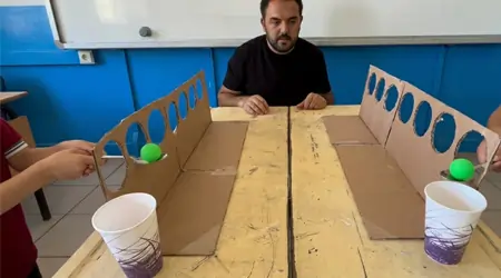 Fun Game Handmade from Cardboard: Ball Carrying Track with Spoon